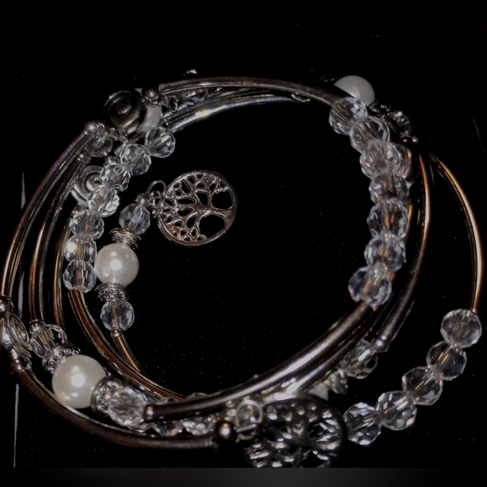 Silver spiral  charm bbracelet